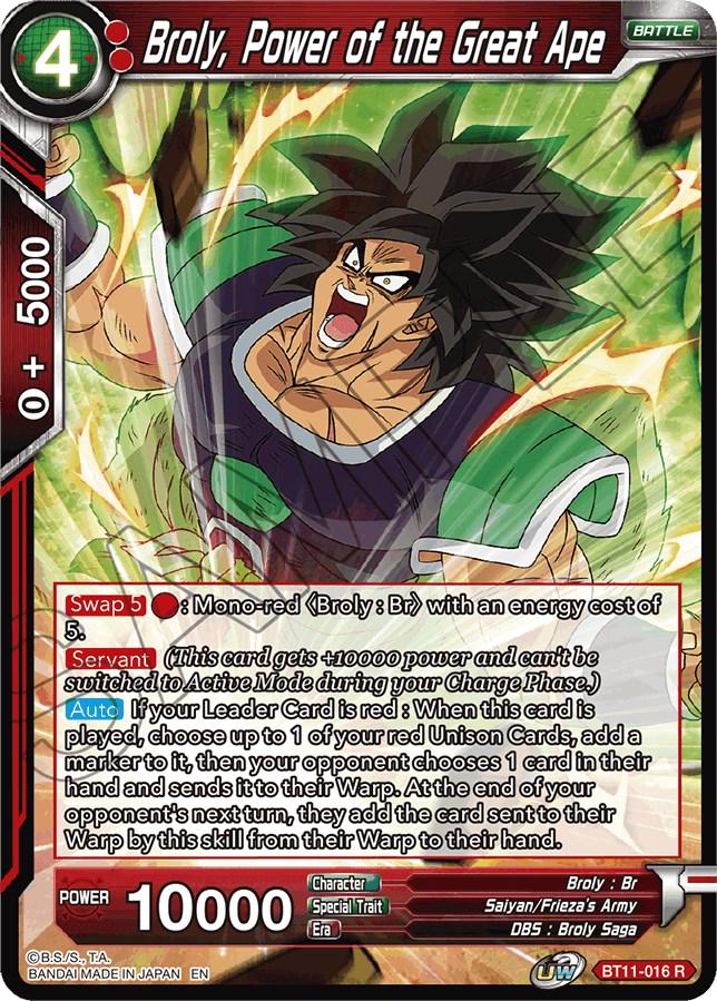 Broly, Power of the Great Ape [Foil] BT11-016 Dragon Ball Super Vermilion Bloodline