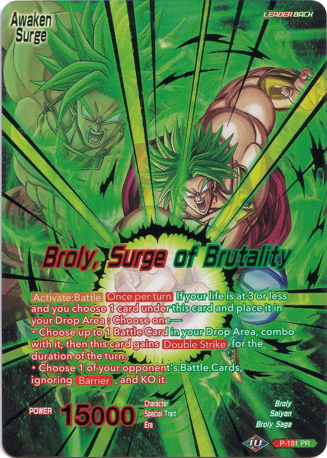 Broly // Broly, Surge of Brutality P-181 Dragon Ball Super Collector's Selection Vol.1