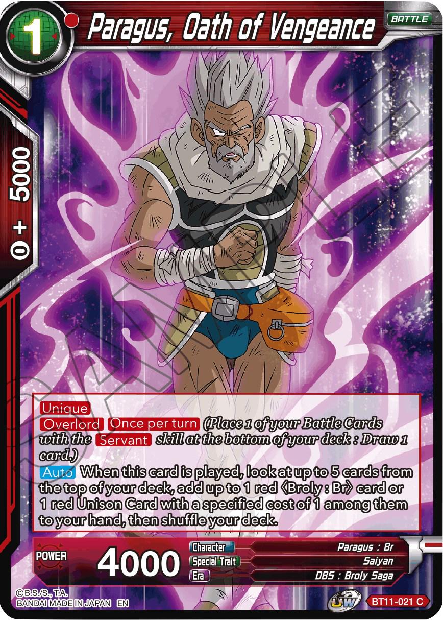 Paragus, Oath of Vengeance BT11-021 Dragon Ball Super Vermilion Bloodline