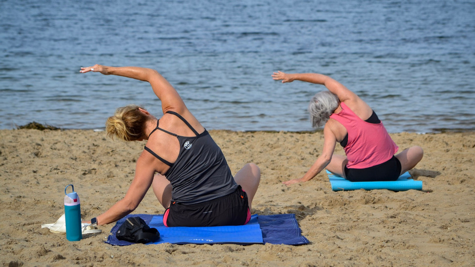 Yoga on Stone Lake Beach