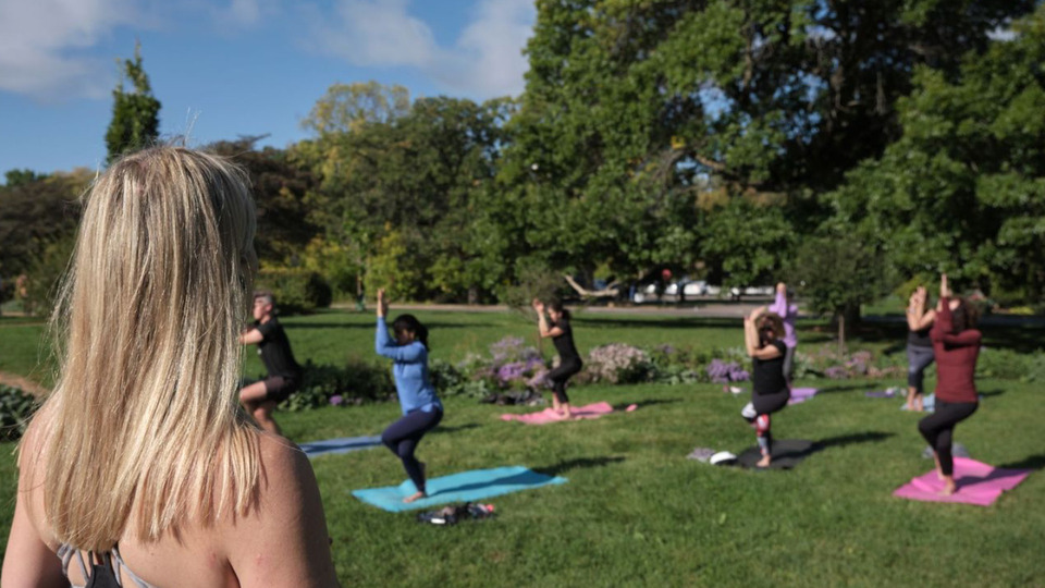 Friends and Family Yoga at Lake Harriet Rose Garden