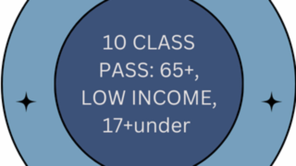 10 Class Pass (in-person yoga only) For Seniors 65+, Low Income and 17+under