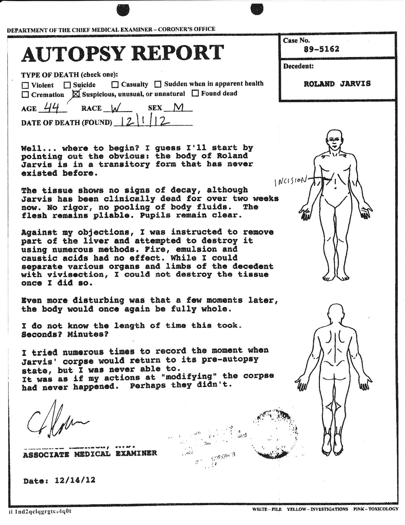 Andrea Rosewicz Autopsy Report