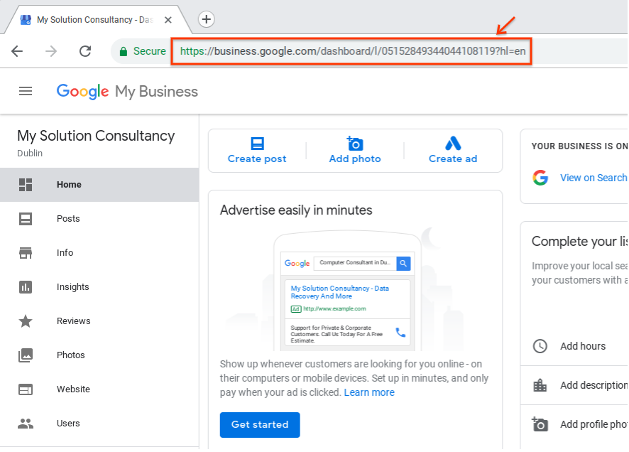 Screenshot showing the URL to copy from the browser address bar