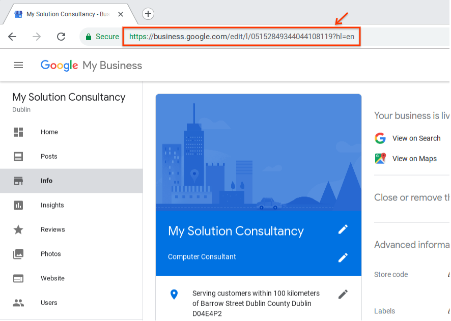 Screenshot showing the URL to copy from the browser address bar