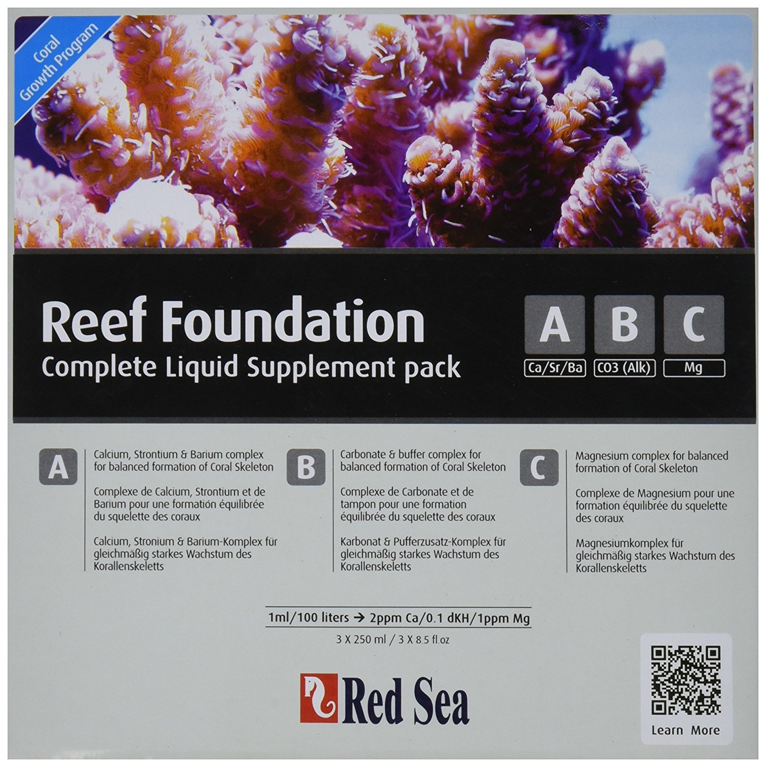 Red Sea Reef Foundation ABC+ Liquid Supplement 250 ml 3 pk